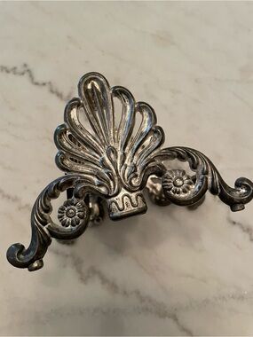 Vintage silver metal buffet knife caddy 12 slot